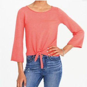 JCrew Boat neck lightweight tie front bell slv top